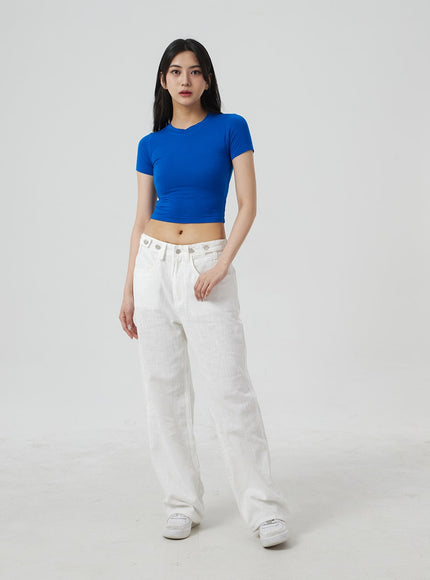 Slim Fit Crop Short Sleeve Tee BM304