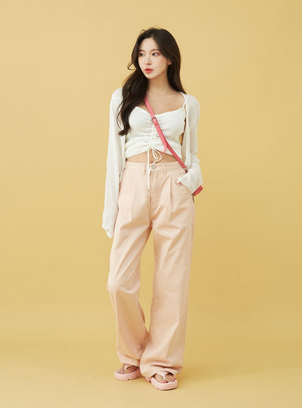 SIngle Pin-tuck Wide Cotton Pants BU13