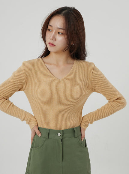 羅紋針織 V 領上衣 OJ325