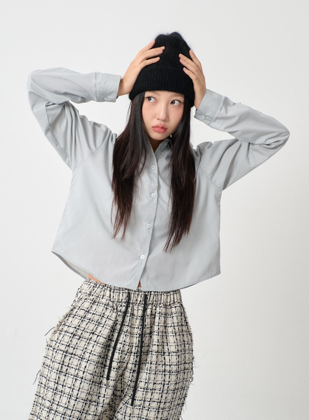 Cotton Cropped Long Sleeve T-Shirt IS15 - Lewkin