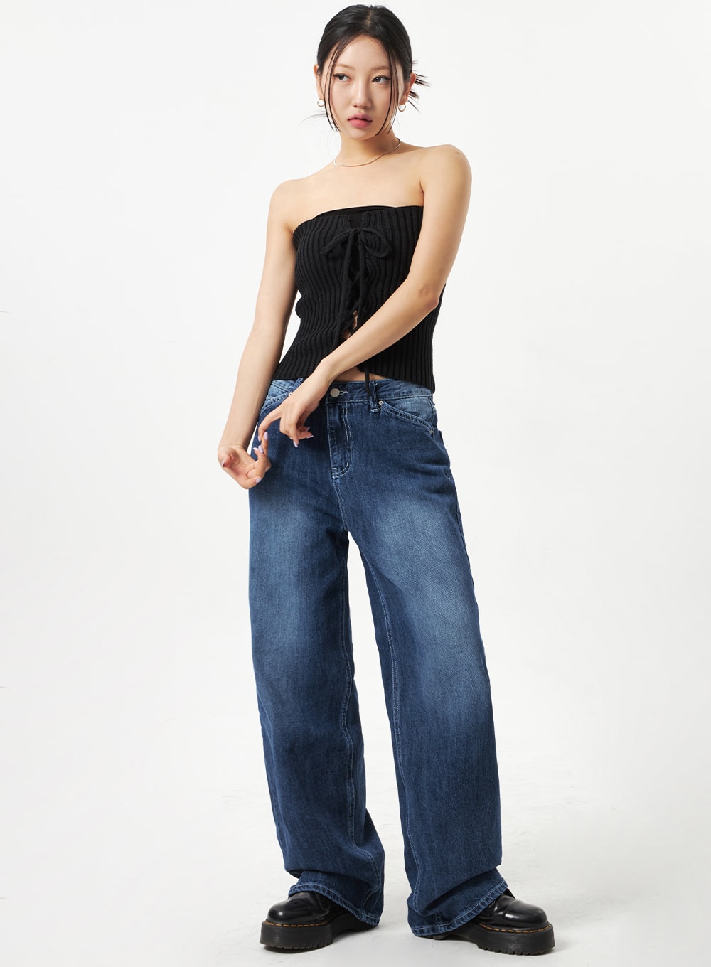 Dark Blue Baggy Pants CA321 - Main Image