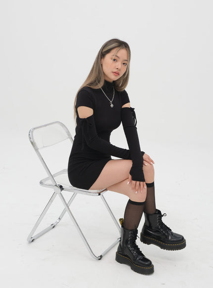 修身鏤空迷你連衣裙 C2001