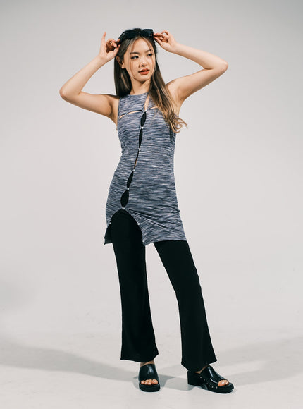 開衩分層迷你連衣裙 CJ03