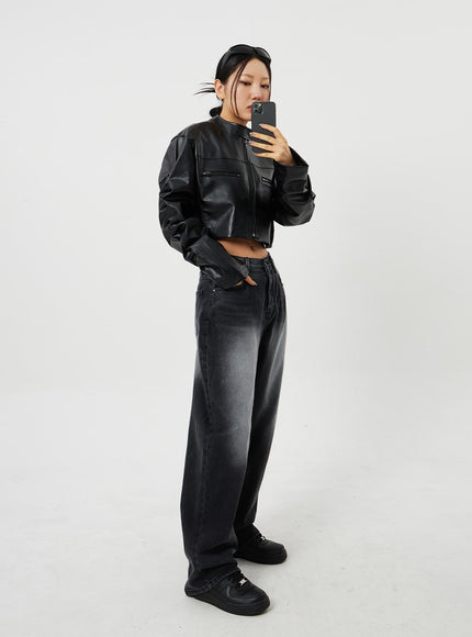 中腰寬鬆牛仔褲 CF328