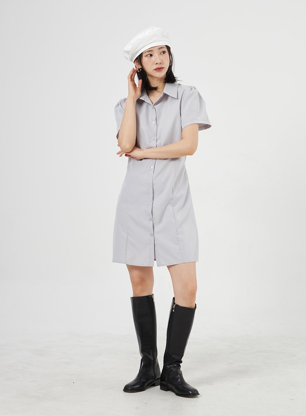 Short Sleeve Shirt Dress OA307