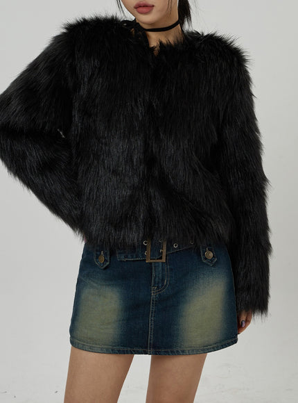 人造毛皮鉤短款夾克 CD21