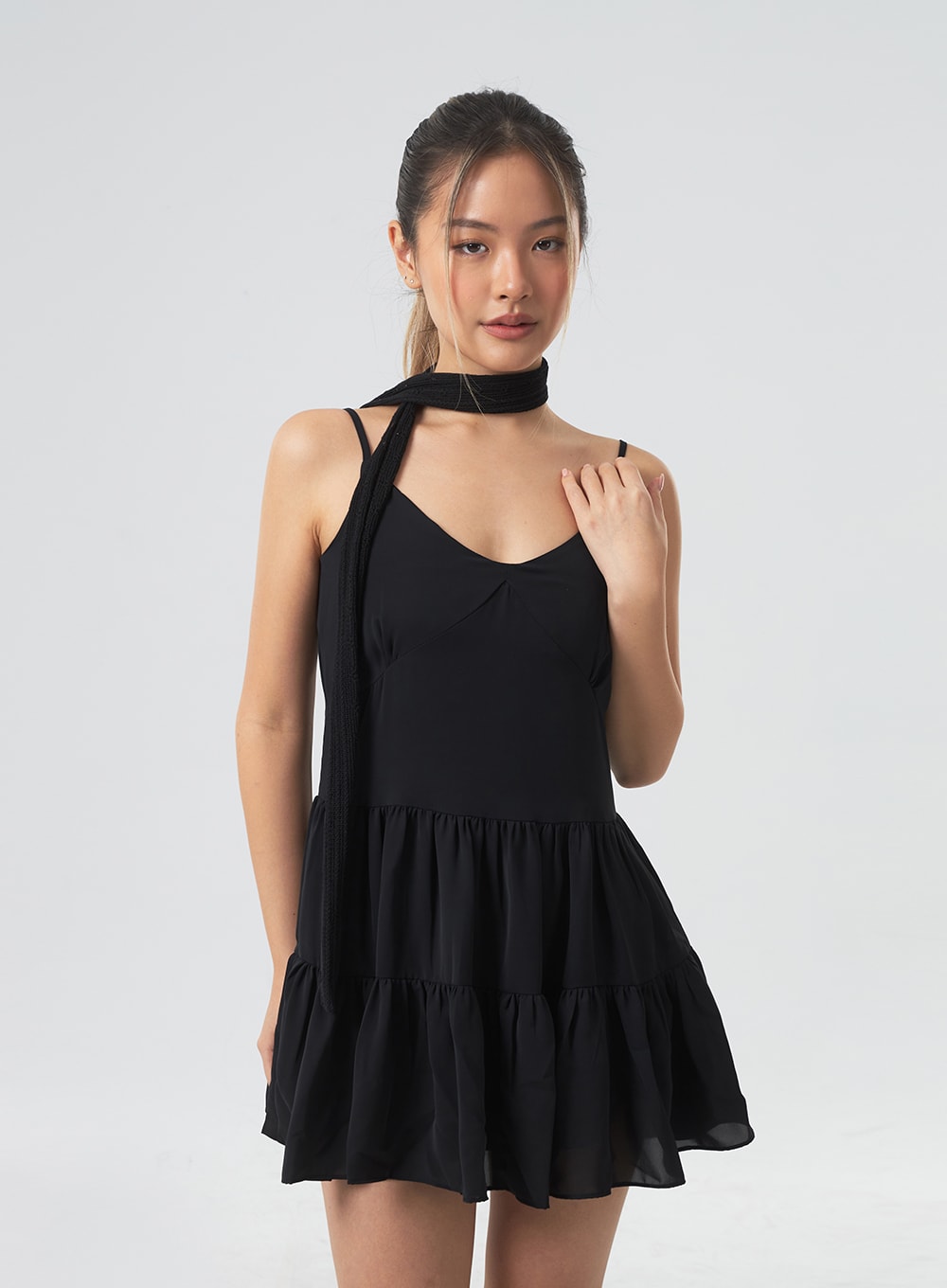 V-Neck Tiered Mini Dress CM331