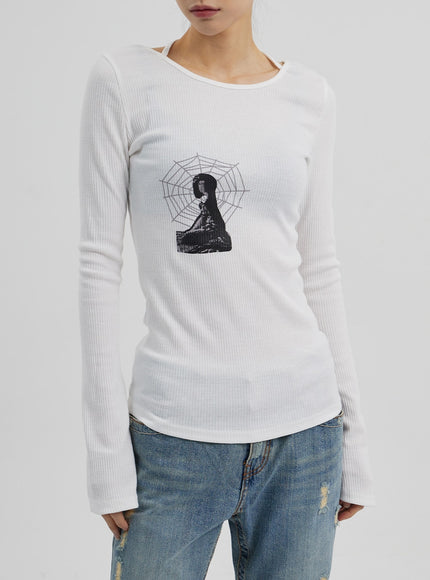 圖案羅紋針織上衣CF309