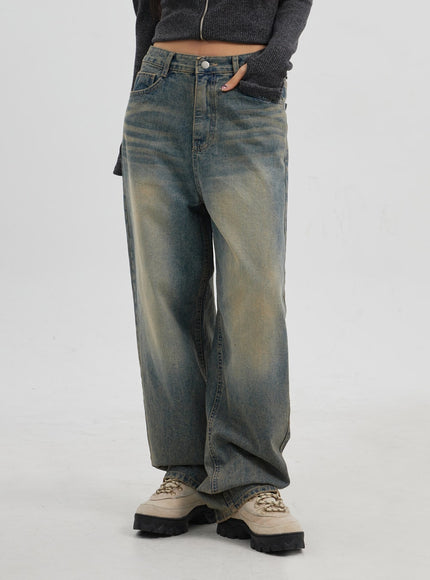 Vintage Wash Wide Leg Jeans CJ319