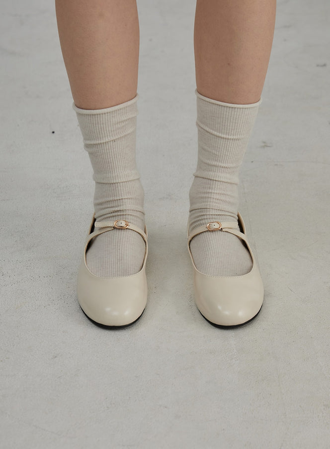 Buckle Round Mary Jane Flats OJ305