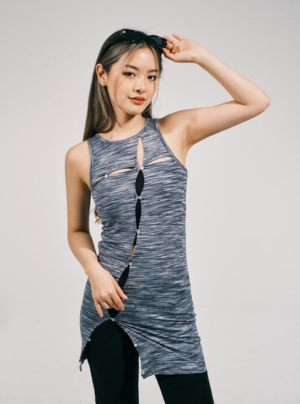 開衩分層迷你連衣裙 CJ03