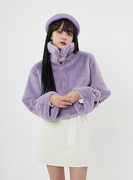 搭扣柔軟毛皮剪羊毛短款夾克 BN04