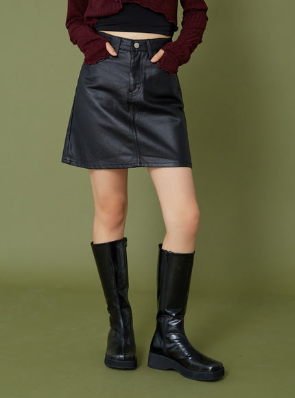 Faux Leather Miniskirt CG12