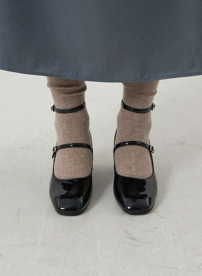 Two Strap Faux Leather Heel Shoes OD09