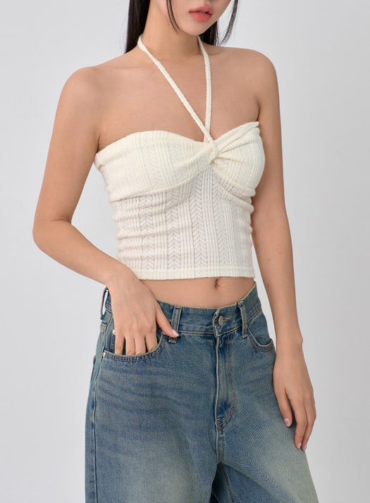 Knit Bustier Neck String Top CN09