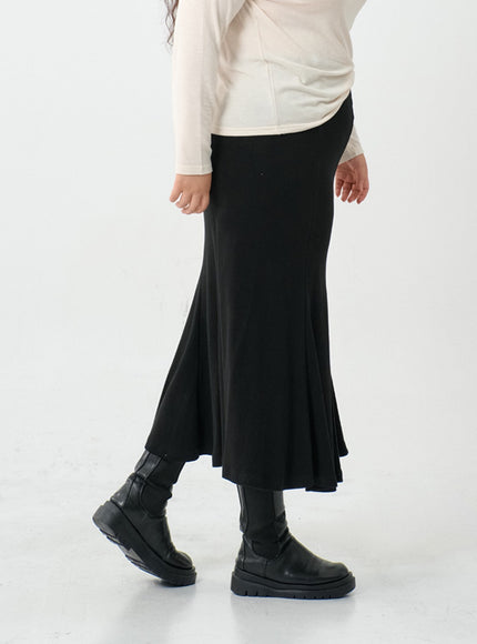 Plus Mermaid Line Long Bending Skirt IO06