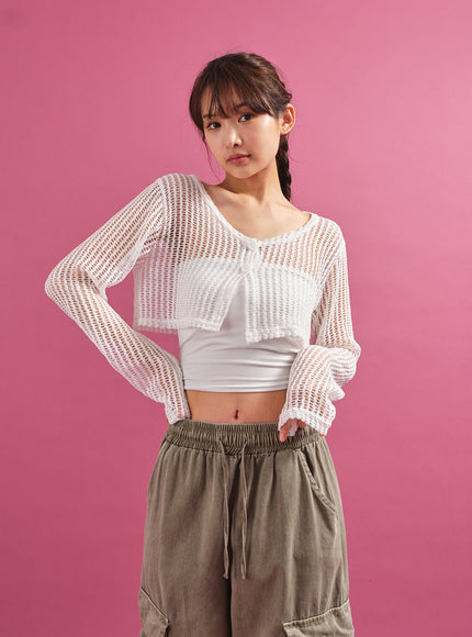 Sheer Mesh Crop Cardigan CY17
