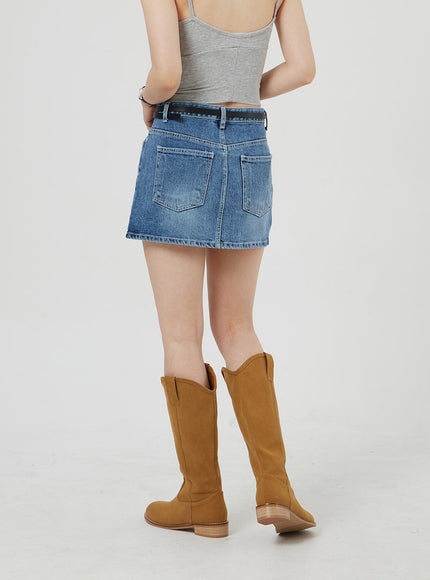 Mid-Rise Denim Mini Skirt OM303