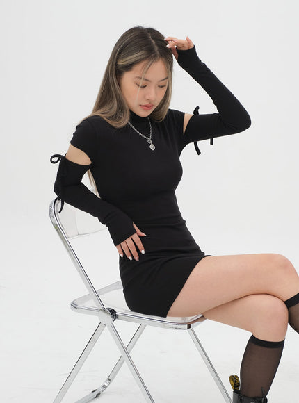 修身鏤空迷你連衣裙 C2001