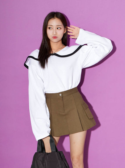 百褶工裝迷你裙 BO13