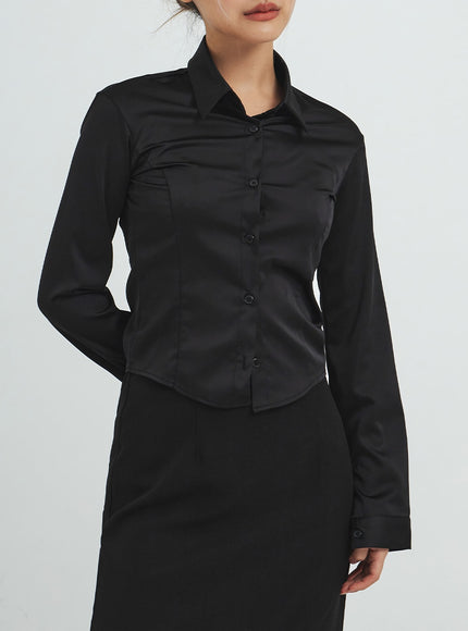 Navy Satin Line Shirt CS14