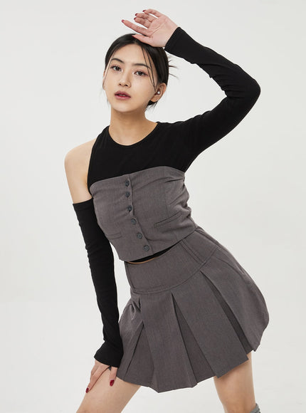 百褶迷你裙 BF314