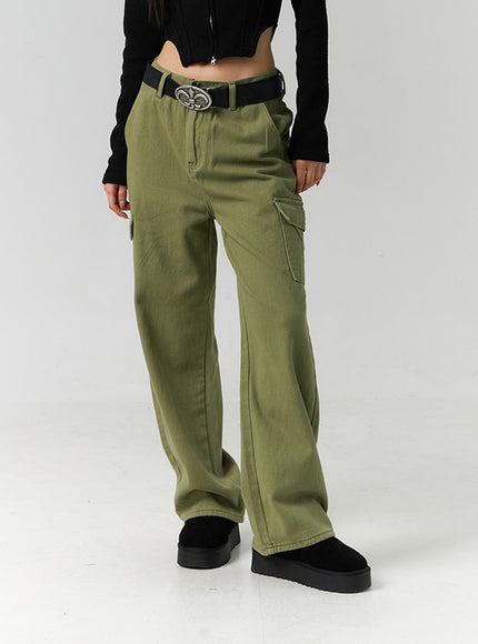 cargo-straight-leg-pants-id306 / Dark green