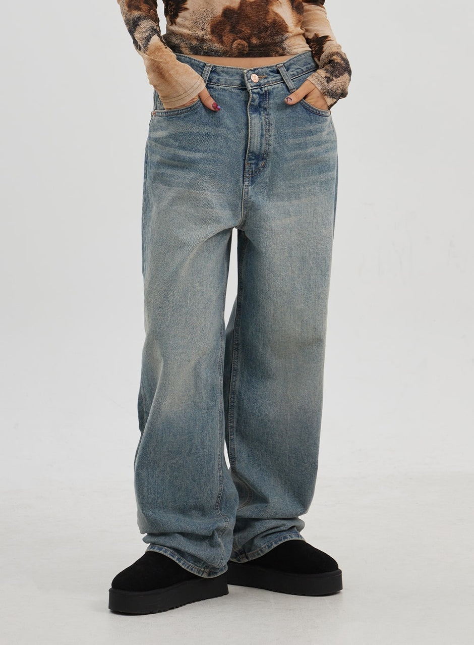 Jenney Shiny Low Rise Baggy Jeans