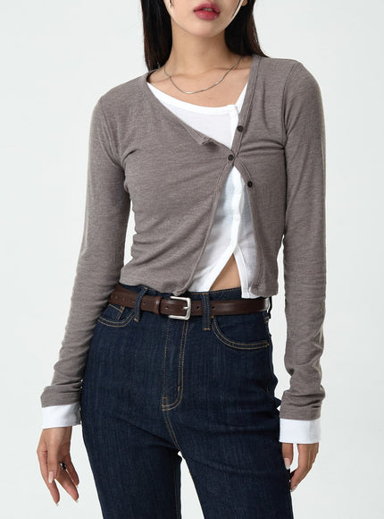 Layered Side Button Cardigan CG10