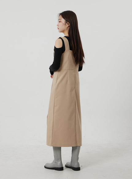 裹身鈕扣長連衣裙 OF307