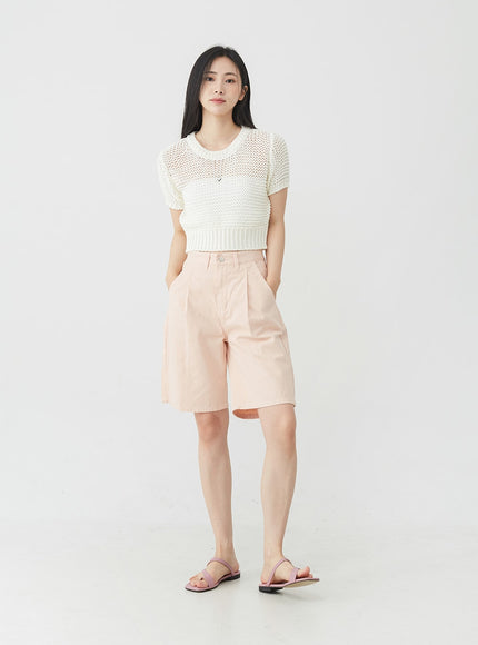 Pintuck Cotton Long Shorts OJ30