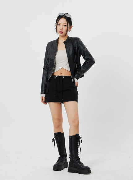 Drawstring Mini Skirt CF314