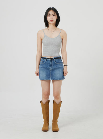 Mid-Rise Denim Mini Skirt OM303