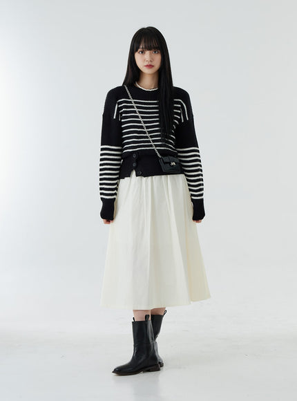 Bending Pleated Long Skirt OO19