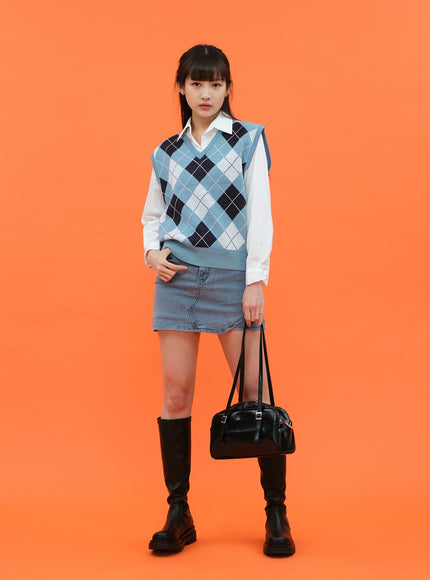 菱形圖案背心 C1703 