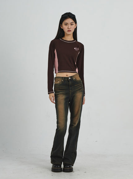 Vintage Washing Bootcut Jeans CD02