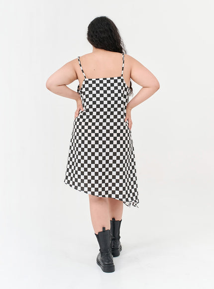 加格子無袖連衣裙IG09