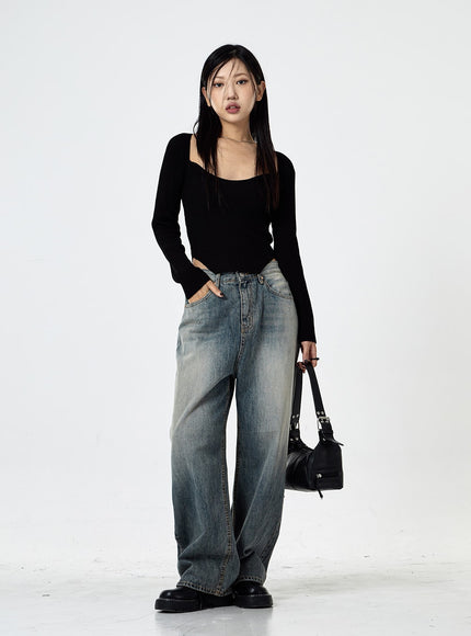 Wide Washed Jeans CS06