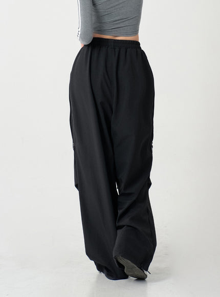 Unique Side Zipper Detailing Wide Bending Pants IS07