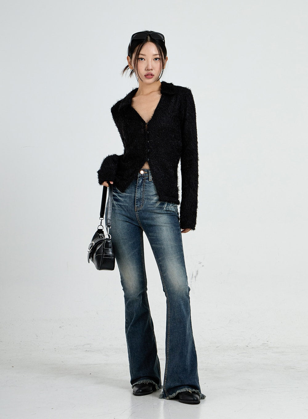 褪色水洗微喇牛仔褲 CO17