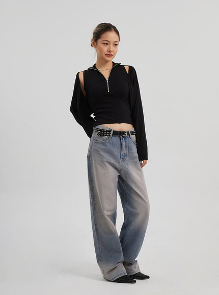 Zipper Sleeveless top Bolero Set CF310