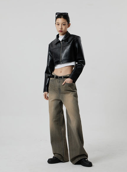 復古水洗寬鬆牛仔褲 CF307