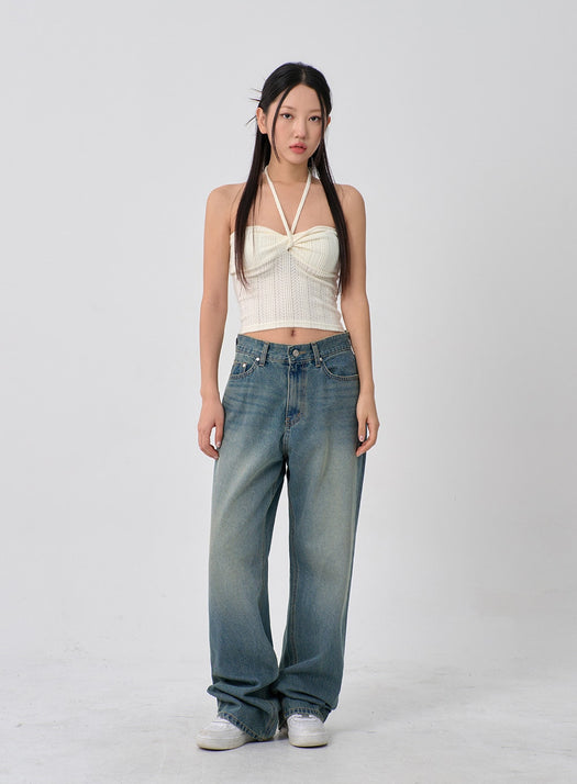 Knit Bustier Neck String Top CN09