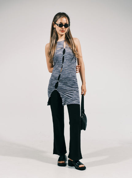 開衩分層迷你連衣裙 CJ03