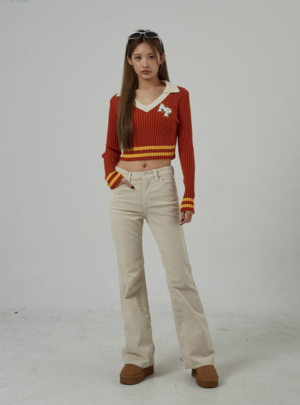 Mid-Rise Corduroy Bootcut Pants CJ306