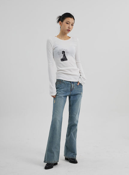 圖案羅紋針織上衣CF309