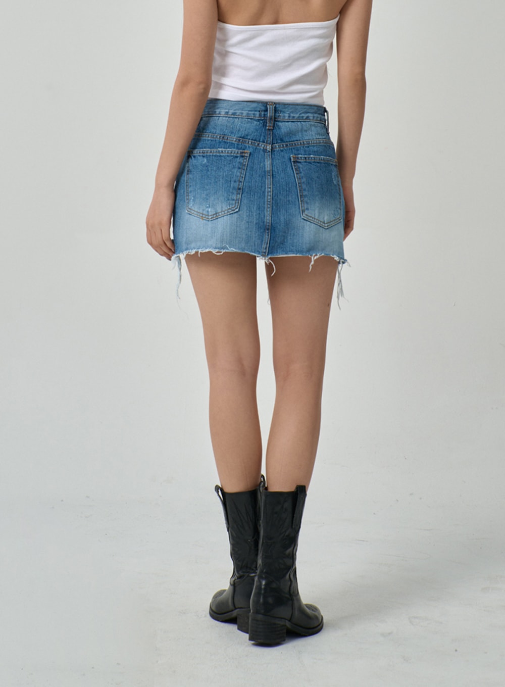 Zip-Up Mini Denim Skirt IF316