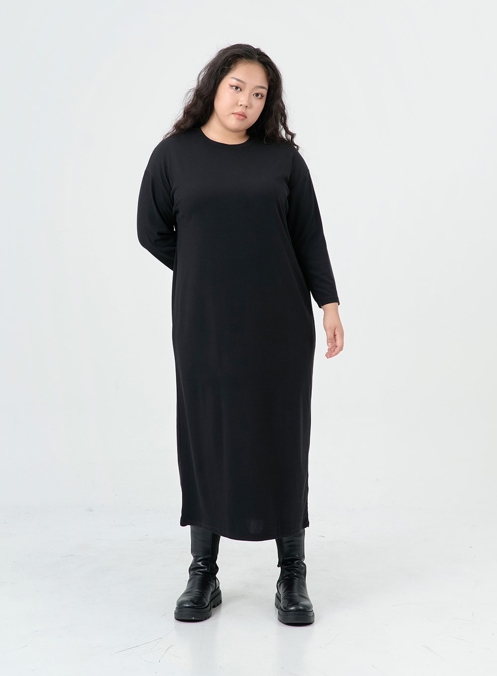 Plus Round Neck Long Skirt IS02