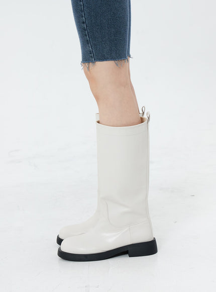 Basic Round Toe Wide Long Boots OS19