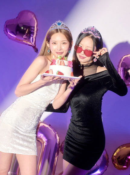 天鵝絨無袖頸部鏈條迷你連衣裙 BD23